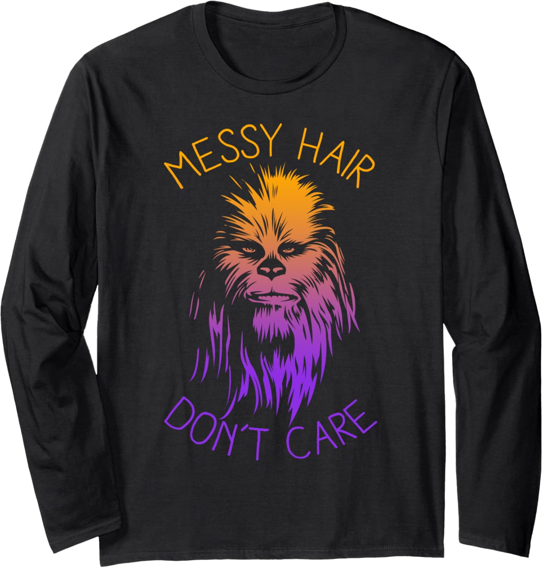 Star Wars Chewbacca Messy Hair Gradient Portrait Langarmshirt