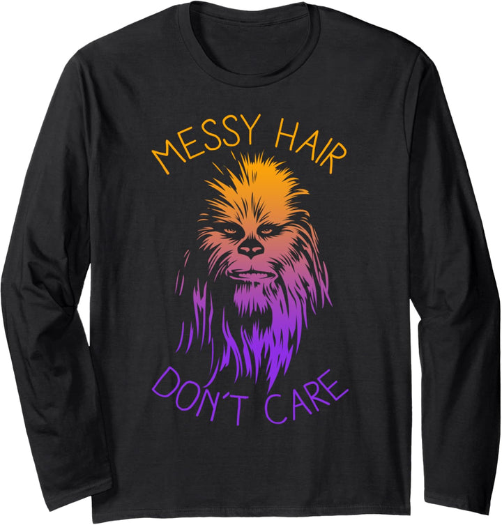 Star Wars Chewbacca Messy Hair Gradient Portrait Langarmshirt