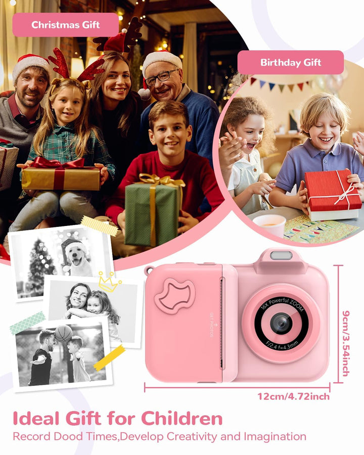 Sofortbildkamera Kinder, 24MP 2.4 Zoll Bildschirm Kinderkamera Sofortbildkamera mit Selfie, 32G Kart