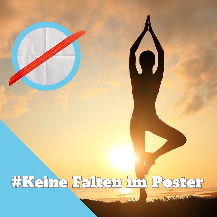 CLEAN SPORTS Yoga Poster DIN A1 mit 168 Asanas und Hatha Posen • Praktisches Asanas Plakat für Übung
