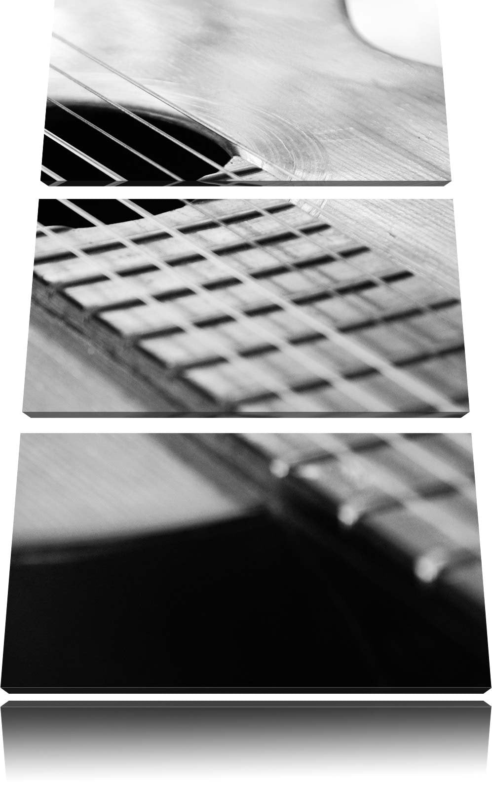 Pixxprint Gitarrensaiten am Schallloch 3-Teiler Leinwandbild 120x80 Bild auf Leinwand
