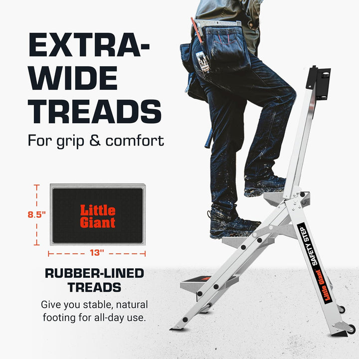 Little Giant Ladders, Safety Step, 2-Step, 2 foot, Step Stool, Aluminum, Type 1A, 300 lbs weight rat
