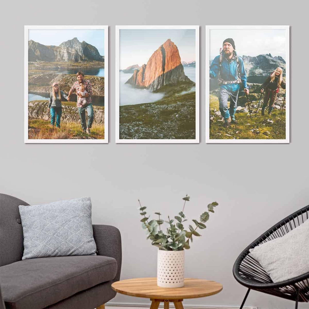 PHOTOLINI Bilderrahmen 50x70 Weiss 3er Set, Puzzle Rahmen 50x70 Holz MDF mit Acrylglas, Bilderrahmen