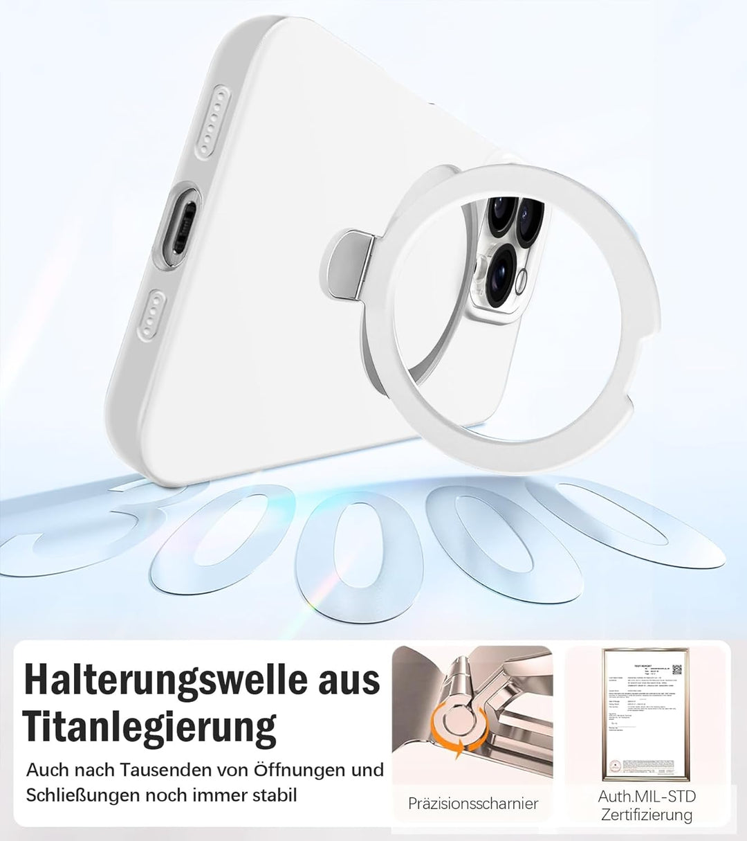 Handyhülle für iPhone 16 Pro Hülle mit 2 Stück Schutzfolie, Silikon Case mit Magnetisch Ring Ständer