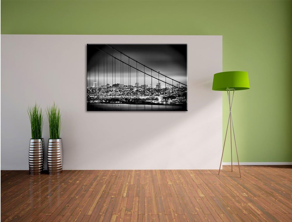 Pixxprint San Francisco Skyline / 100x70cm Leinwandbild bespannt auf Holzrahmen/Wandbild Kunstdruck