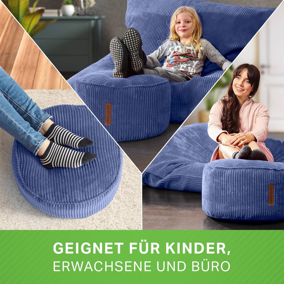 Green Bean® Indoor Sitzhocker Pouf 45x25cm EPS-Perlen Füllung & Cordstoff Kuschelig Weich Waschbar -
