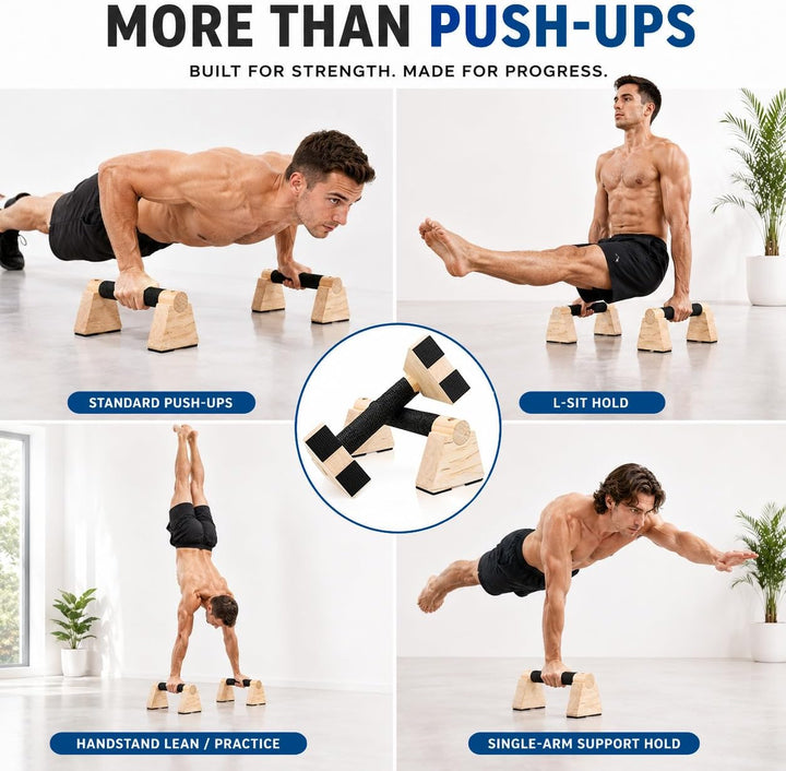 2 Stück Holz Liegestützgriffe,Calisthenics Equipment Parallettes mit Anti-Rutsch Griffband, Push Up