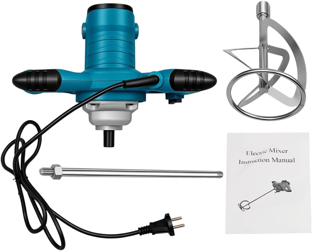 Betonmischer 2100W Mörtelrührer, 6-Gängen Handmischer, 800rpm/min Rührwerk Mörtel mit S-förmiger Mis