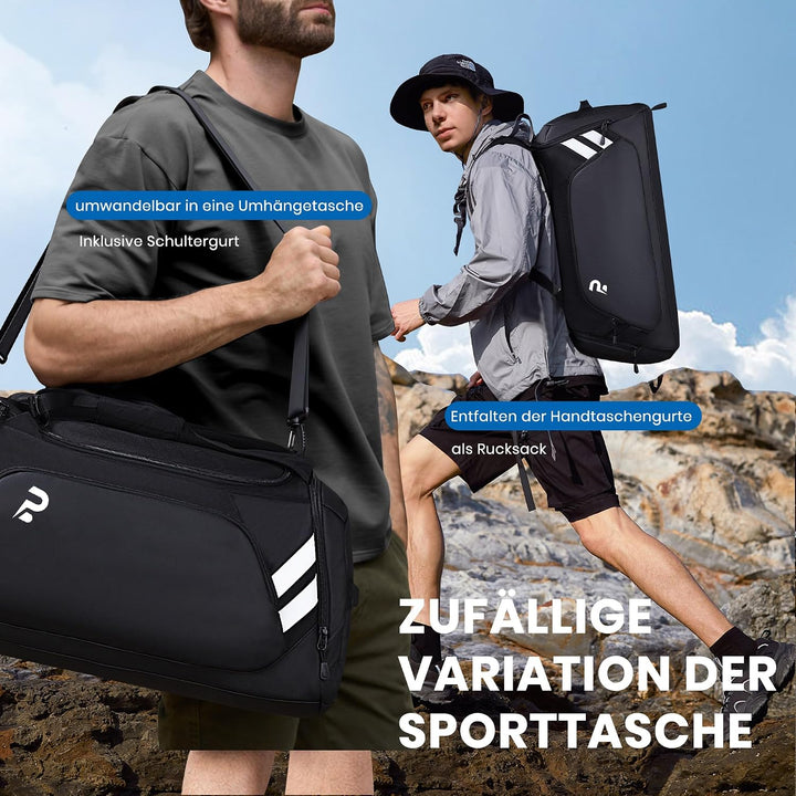 Sporttasche für Damen und Herren, 58L Reisetasche Gross Sporttasche mit schuhfach und Nassfach, Trai
