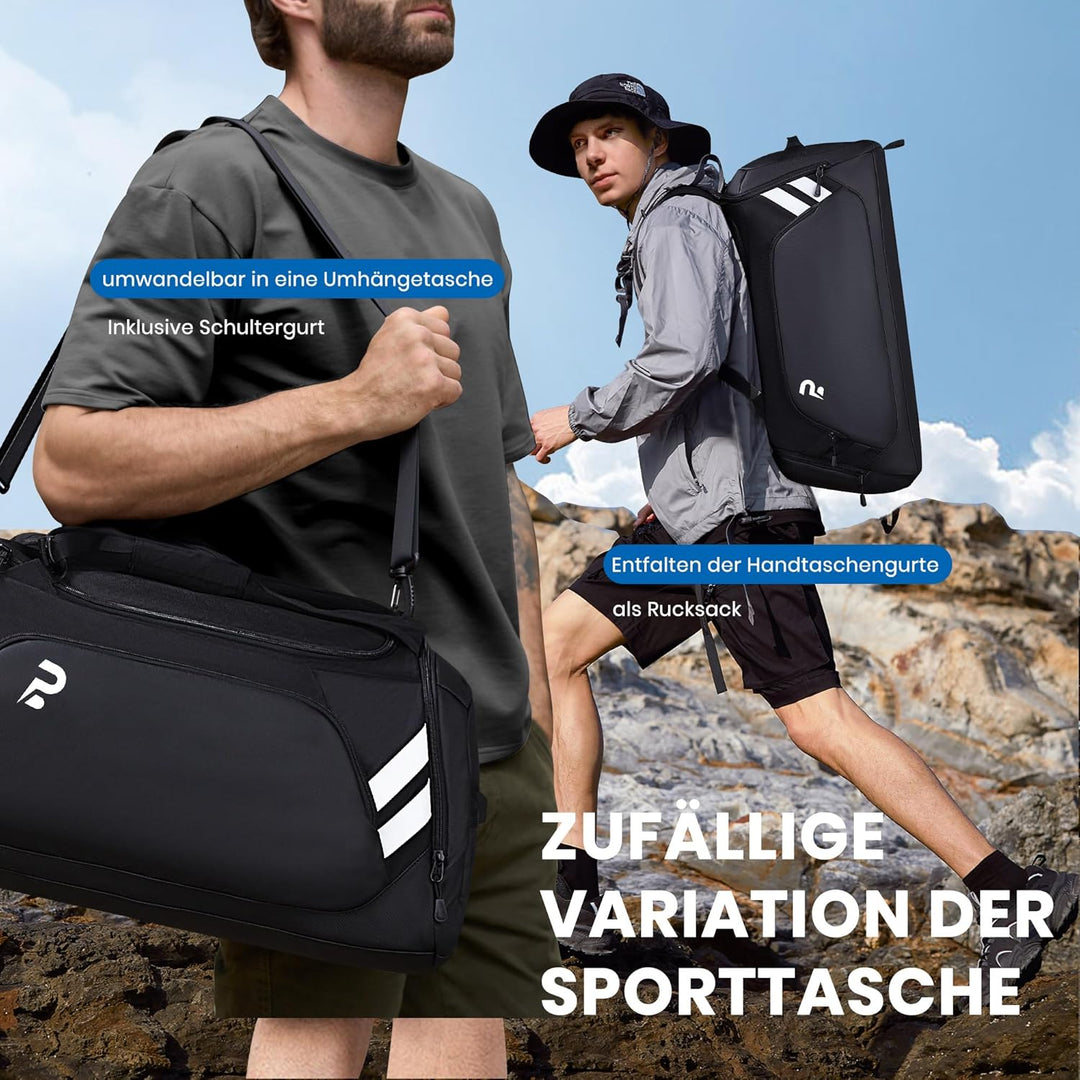Sporttasche für Damen und Herren, 58L Reisetasche Gross Sporttasche mit schuhfach und Nassfach, Trai