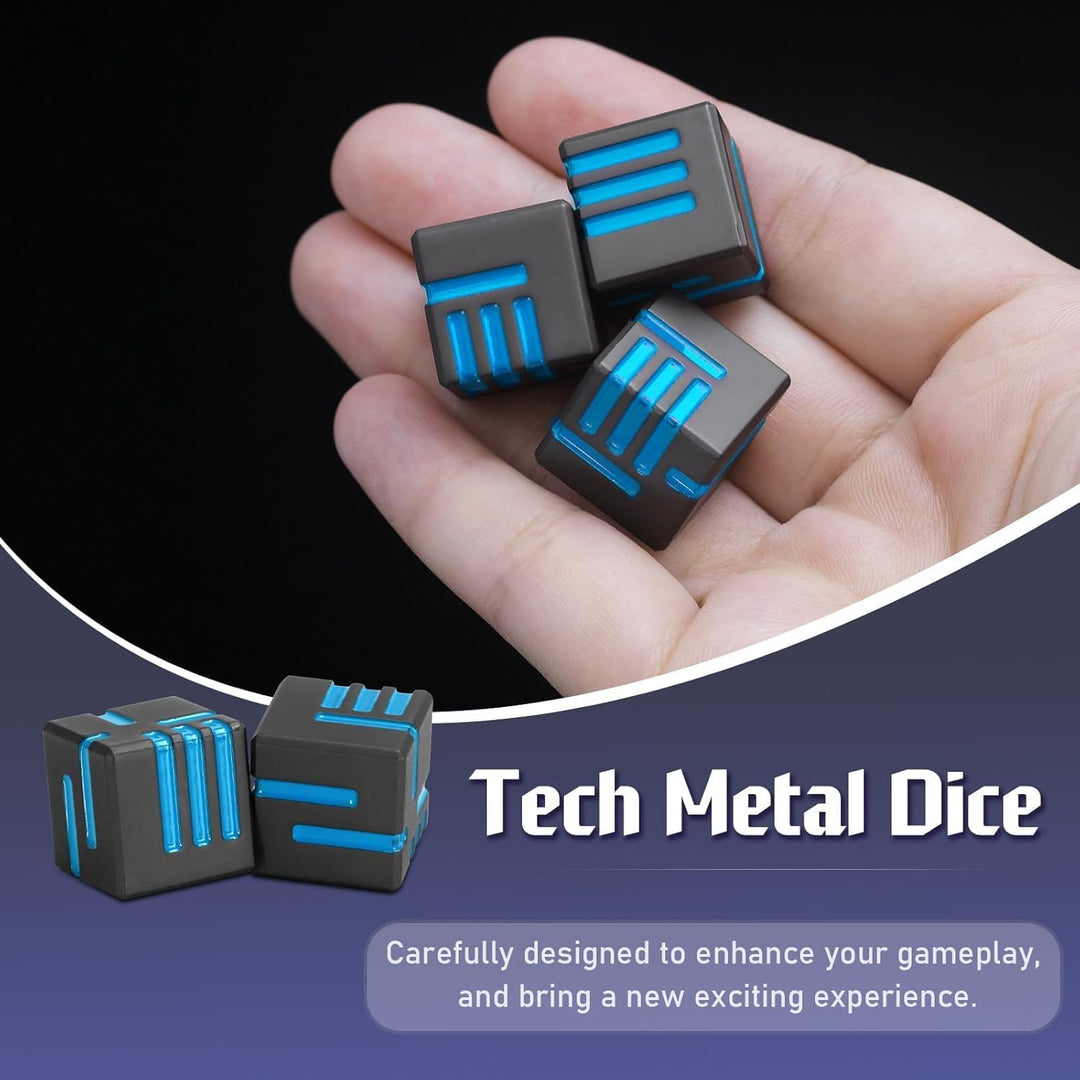 Technologie Metall Würfel, DND Würfel Set 15mm D6 Würfel, ZHOORQI Spielwürfel Neu Gestaltete Konzept