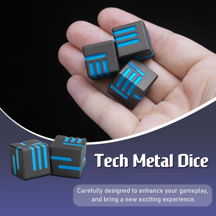 Technologie Metall Würfel, DND Würfel Set 15mm D6 Würfel, ZHOORQI Spielwürfel Neu Gestaltete Konzept