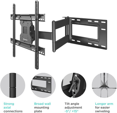 ONKRON TV Wandhalterung ausziehbar für 40" - 75" TV bis zu 68 kg - Fernseher Halterung schwenkbar &