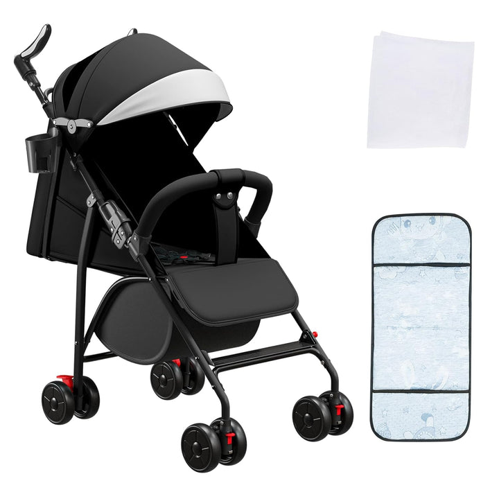 Buggy, Kinderwagen Zusammenklappbar mit Wattepads und Moskitonetzen, Reise-Kinderwagen mit Liegefunk