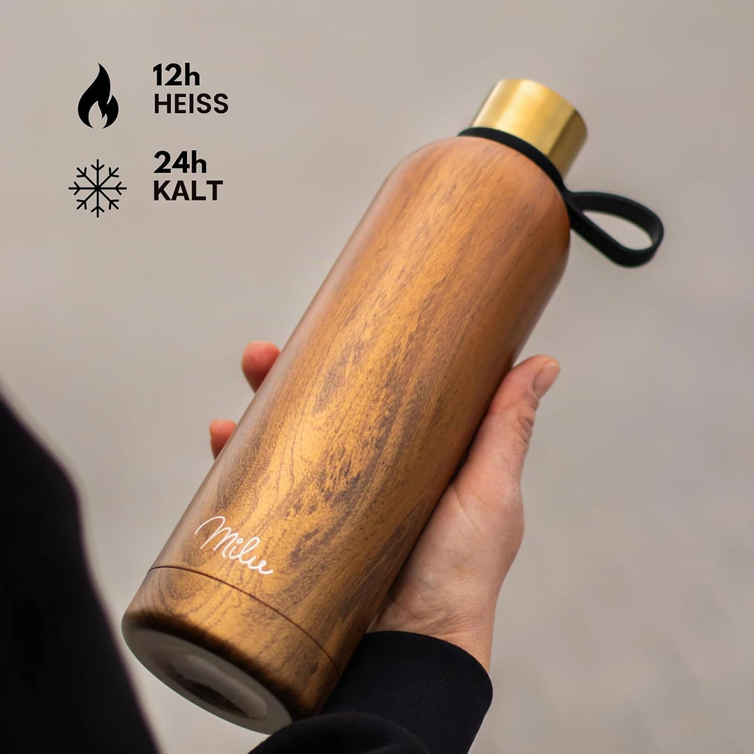 Milu Thermosflasche 500ml Isolierte Edelstahl Thermo Trinkflasche Thermoskanne Auslaufsichere Isolie