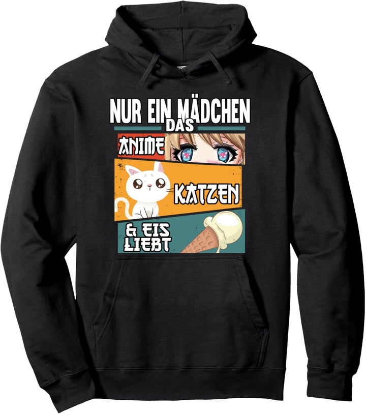 Nur ein Mädchen das Anime Katzen & Eis liebt Pullover Hoodie