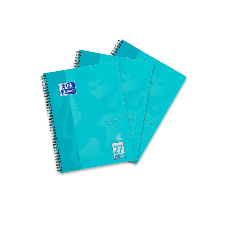 Oxford Touch Collegeblock A4 liniert, mit Doppelrand, 80 Blatt, aqua, 3 Stück liniert, türkis Single