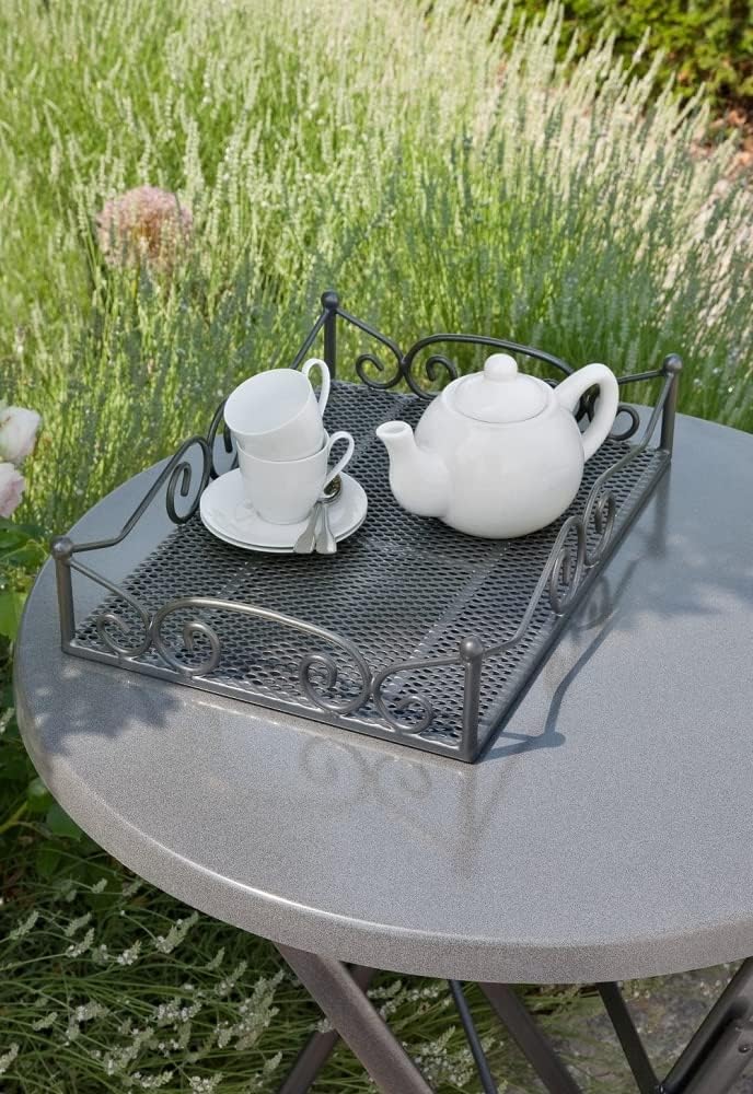 greemotion Beistelltisch Toulouse in Eisengrau, leichter Terrassentisch in edlem Design, Gartentisch