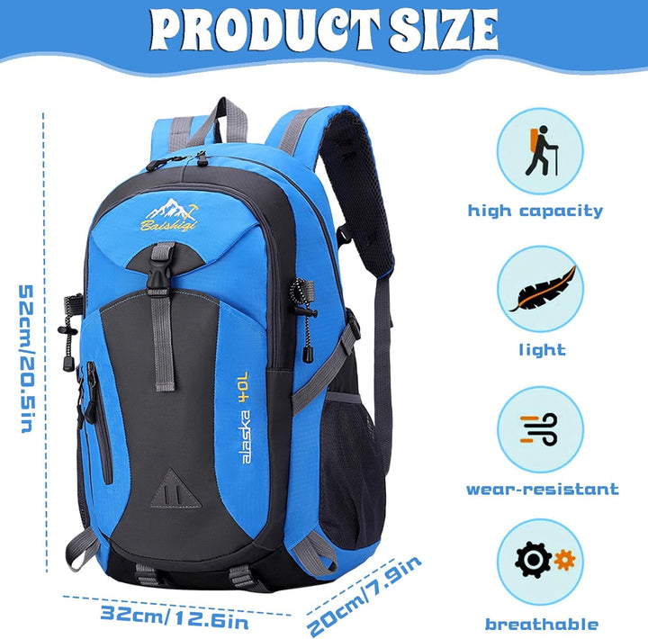 Wanderrucksack Rucksack Herren Unisex Tagesrucksack Outdoor, 40L Grosse Kapazität Travel Rucksack Wa
