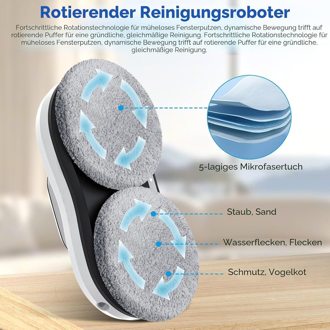 Fensterputzroboter 5600Pa, Automatischer Fensterputzer mit Sprühfunktion, Automatische Routenplanung
