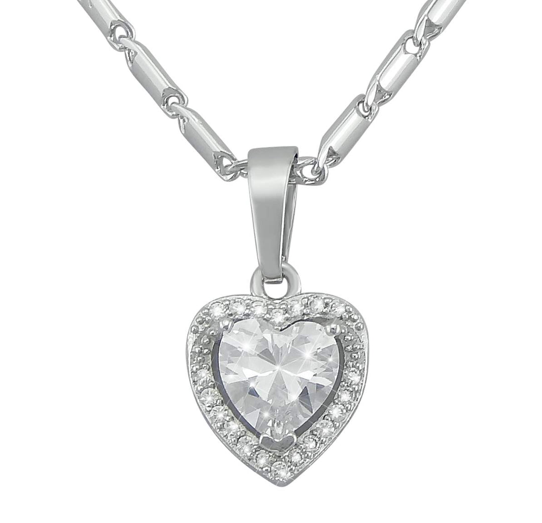 Hanessa Hals-kette Damen-Schmuck platiniert in Silber Herz Anhänger Geschenk zu Weihnachten für die