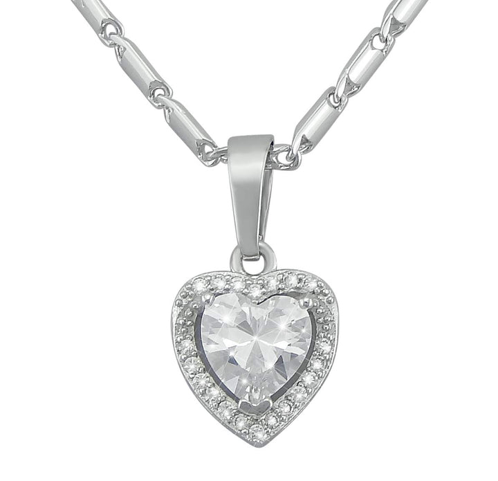 Hanessa Hals-kette Damen-Schmuck platiniert in Silber Herz Anhänger Geschenk zu Weihnachten für die