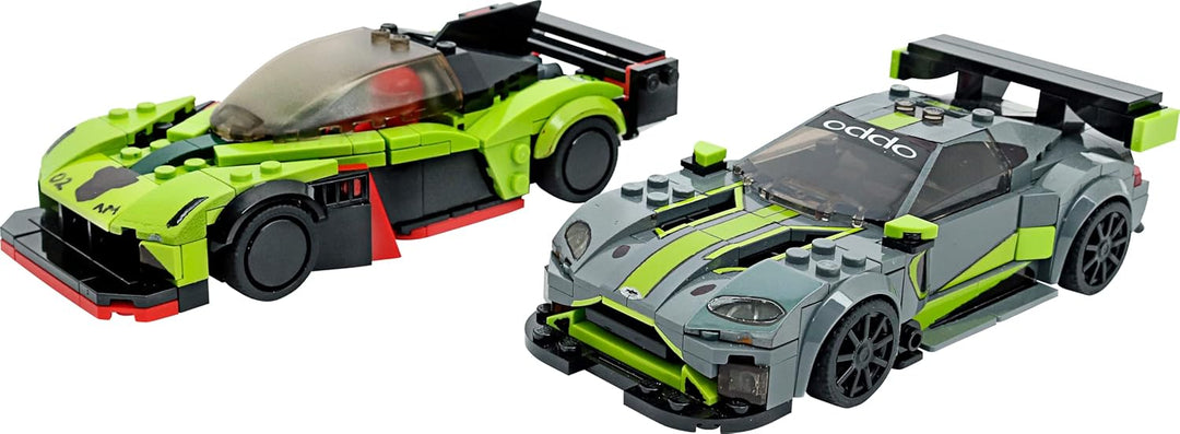 LEGO 76910 Speed Champions Aston Martin Valkyrie AMR Pro & Vantage GT3, Bausatz mit 2 Rennwagen, Mod