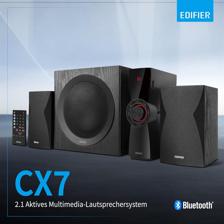 Edifier CX7 Aktives 2.1 Home-Entertainment-System mit Bluetooth V5.0, 21cm (8 Zoll) Subwoofer und In