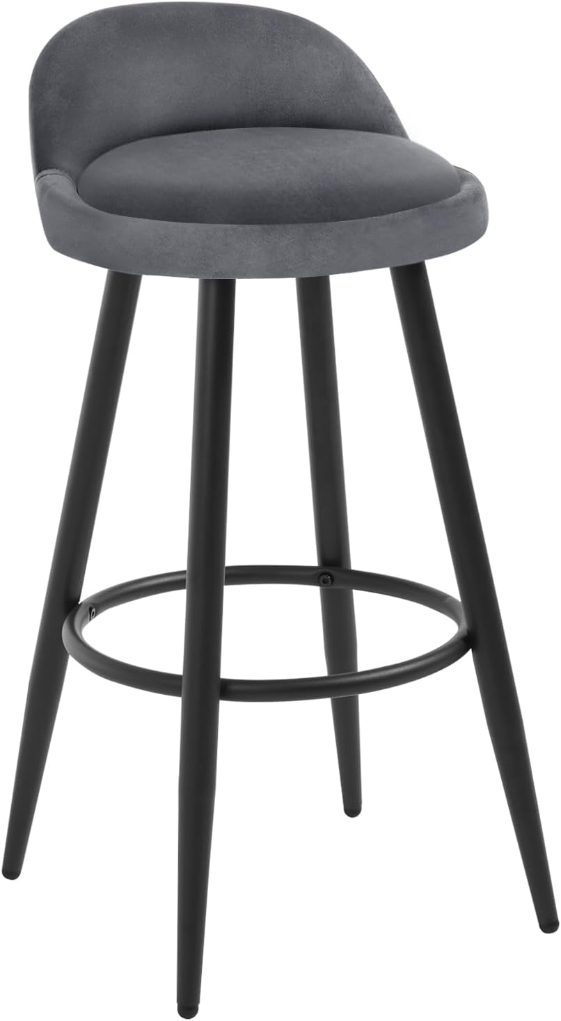 WOLTU Barhocker 2er Set, Barstuhl Küchenhocker, hoher Hocker mit Rückenlehne Fussstütze, aus Samt Me