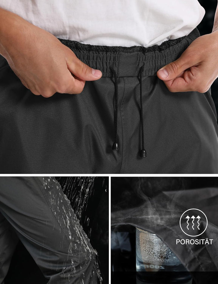 Coutyuyi Regenhose für Herren wasserdichte Leichte Winddichte Outdoorhose zum Wandern Camping Golf L