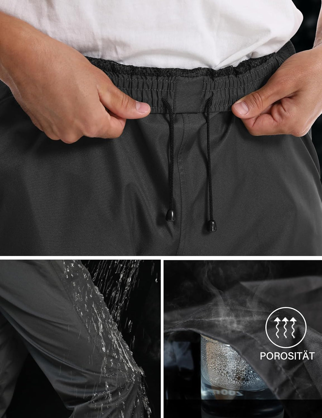 Regenhose für Herren wasserdichte Leichte Winddichte Outdoorhose zum Wandern Camping Golf XS / 28L S