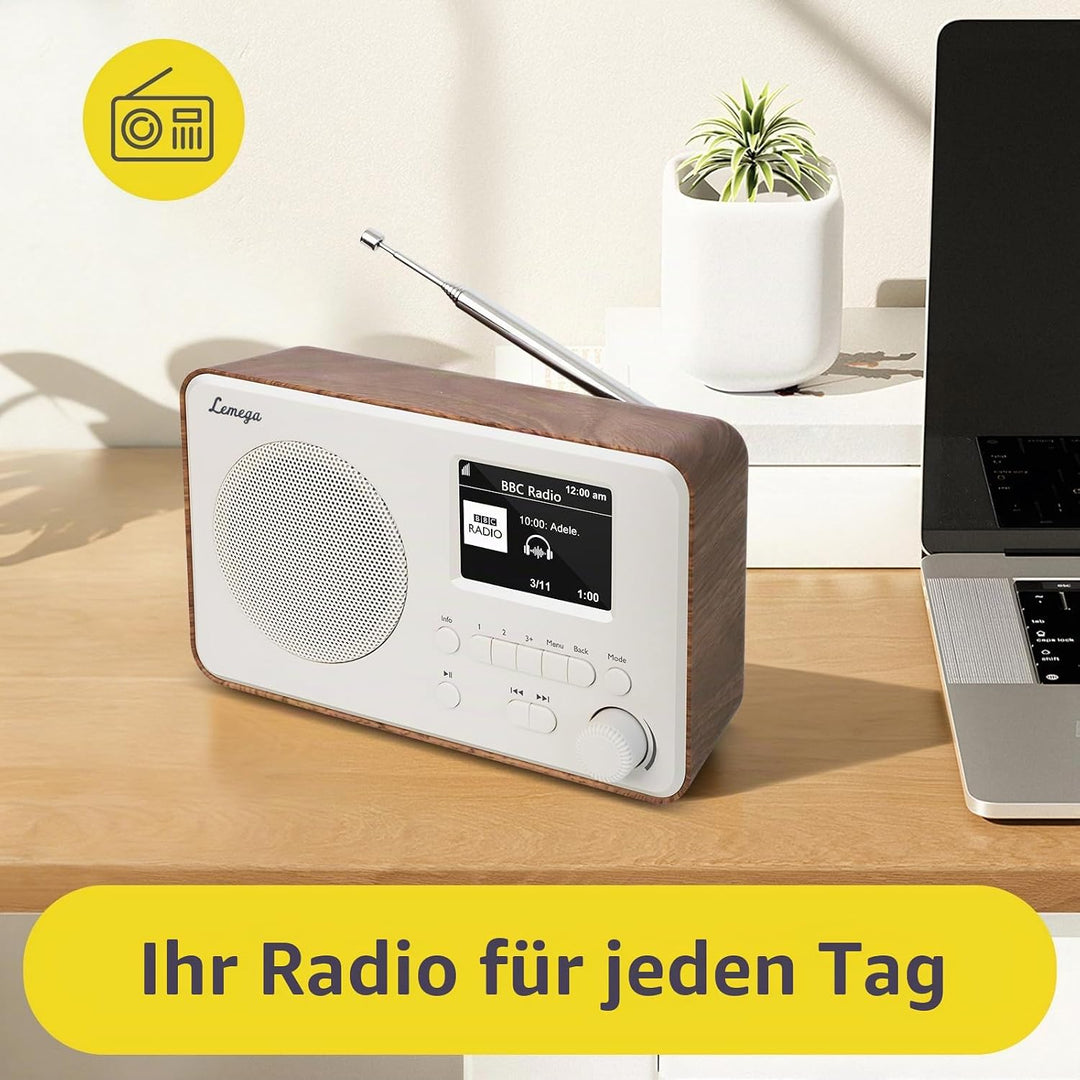 LEMEGA DR3-Max DAB/DAB+/UKW-Digitalradio – Bluetooth-Streaming, tragbares Radio mit 2,4-Zoll-Farbdis