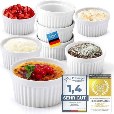 Dimono® Dessert-Schalen Creme Brulee Souflee-Förmchen, Auflaufform-Schälchen mit 170 ml für Desserts