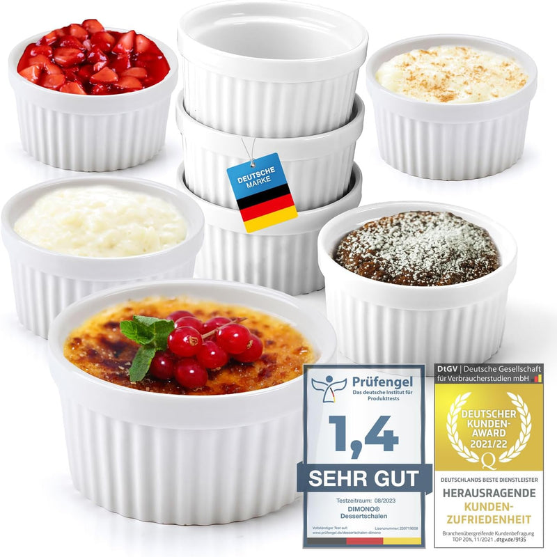 Dimono® Dessert-Schalen Creme Brulee Souflee-Förmchen, Auflaufform-Schälchen mit 170 ml für Desserts
