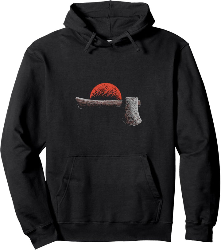 Vintage Hipster Hatchett & Sun Retro Outdoor Graphic Pullover Hoodie