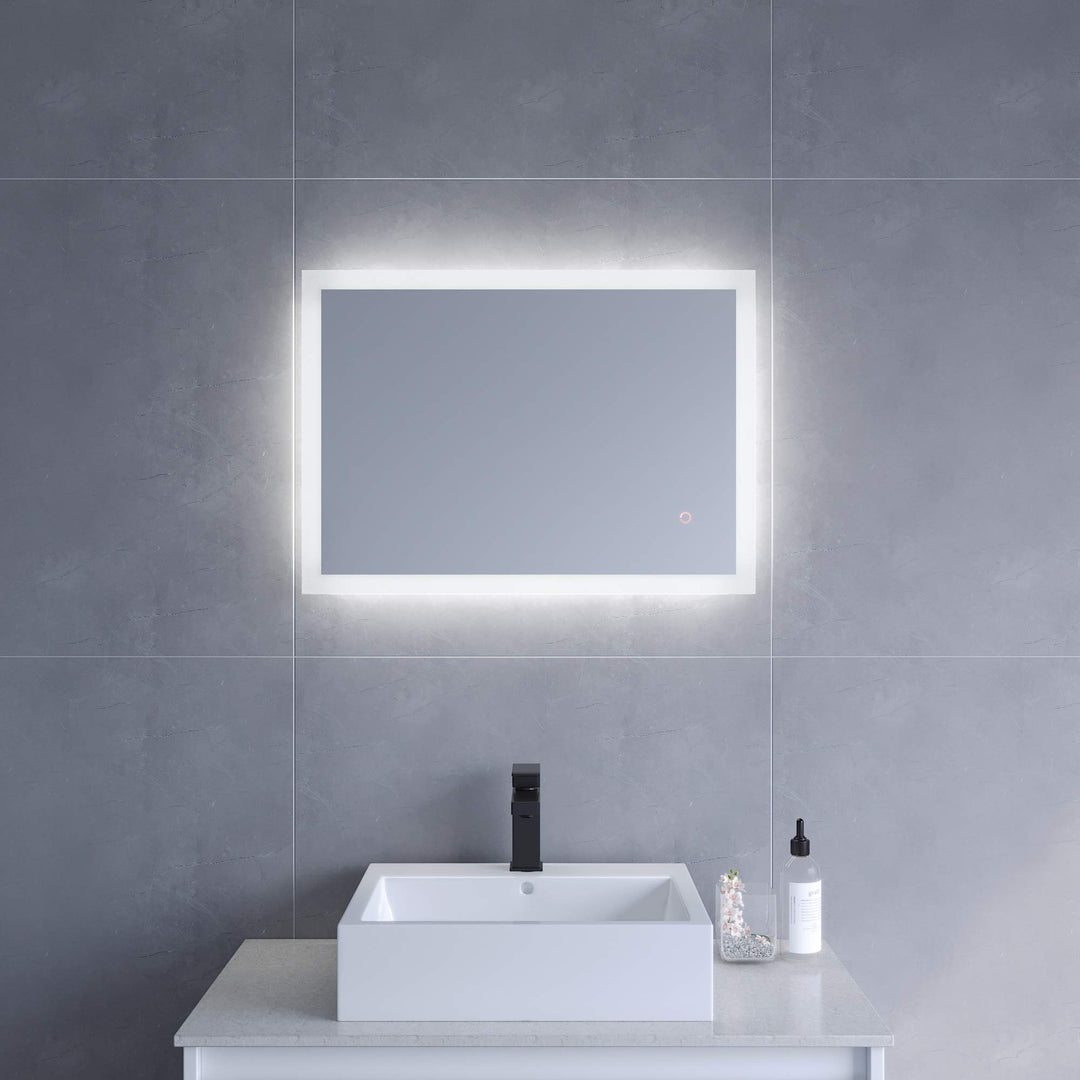 AQUABATOS Badspiegel mit LED Beleuchtung 70x50 cm Antibeschlag Beschlagfrei Dimmbar Touch Schalter K