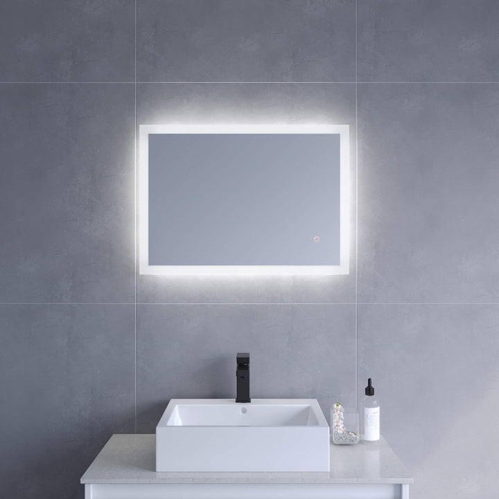 AQUABATOS Badspiegel mit LED Beleuchtung 70x50 cm Antibeschlag Beschlagfrei Dimmbar Touch Schalter K