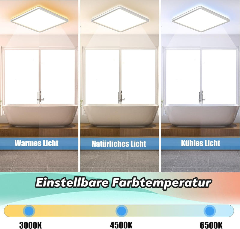 Wholede LED Deckenleuchte Flach Dimmbar, 24W 3240LM LED Lampe mit Fernbedienung, 3000K-6500K Ultra D