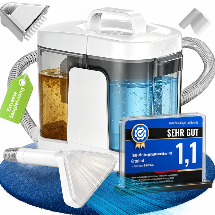 Polsterreiniger Gerät 17Kpa, 600W Teppichreiniger & Waschsauger Profi, Nasssauger Fleckenreiniger mi