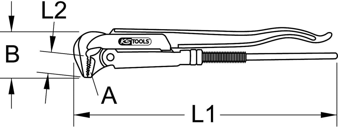 KS Tools 111.1000 Eckrohrzange, 90° gewinkelt, 1'' 1 Zoll, 1 Zoll