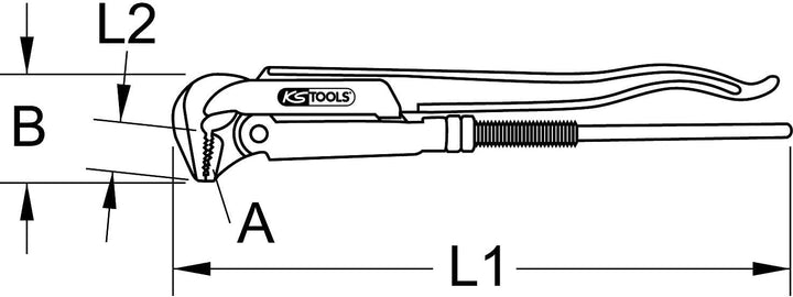 KS Tools 111.1000 Eckrohrzange, 90° gewinkelt, 1'' 1 Zoll, 1 Zoll