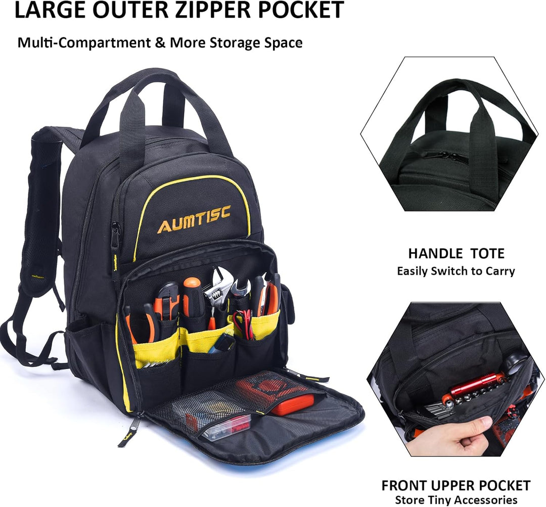 AUMTISC Werkzeugrucksack Werkzeugtasche Hochleistungs-werkzeug rucksack mit Mehrzwecktasche Industri