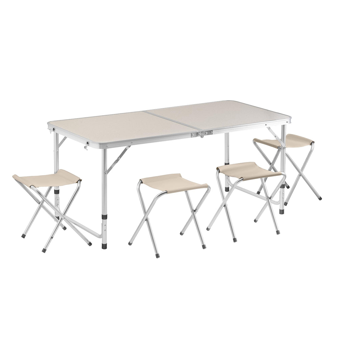 SEVICO Camping Set - Klappbarer Tisch &amp; 4 Stühle, höhenverstellbar (54-70 cm), leicht zu transportie