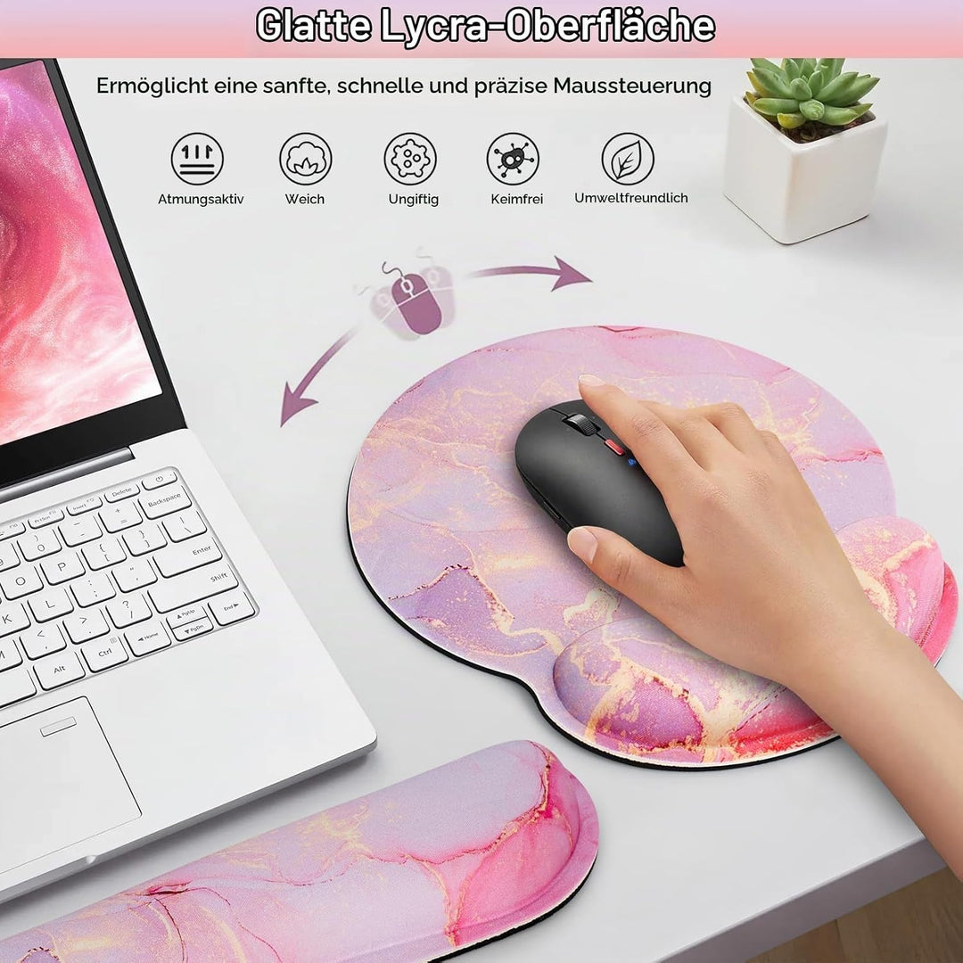 Acezeek 3-in-1 Mousepad Set,Mauspad mit Gelkissen+Handballenauflage Tastatur+Untersetzer,Mauspad XXL