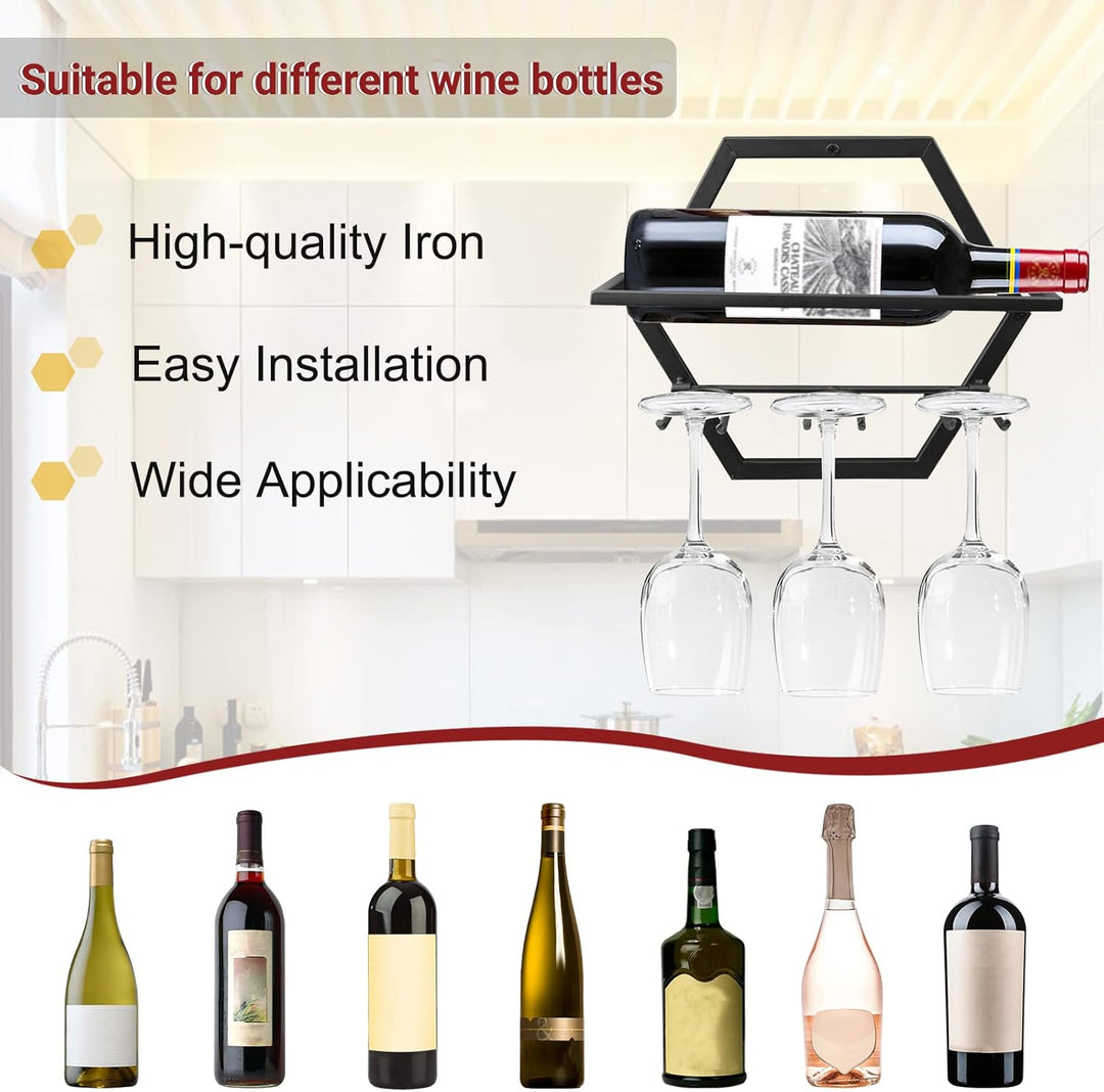 Giyiprpi Metall Wandmontierter Weinhalter Stemware Glass Rack, 2Pcs Hängendes Glas Weinregal Wandbeh
