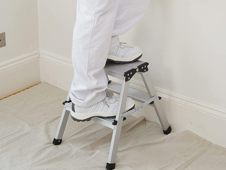 Treppe Leiter aus Aluminium, faltbar, doppelseitig, 2 Stufen