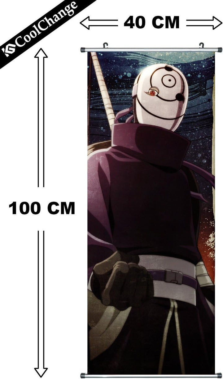 CoolChange Grosses Anime Rollbild/Kakemono aus Stoff Poster, 100x40cm, Motiv: Obito Uchiha/Tobi Obit