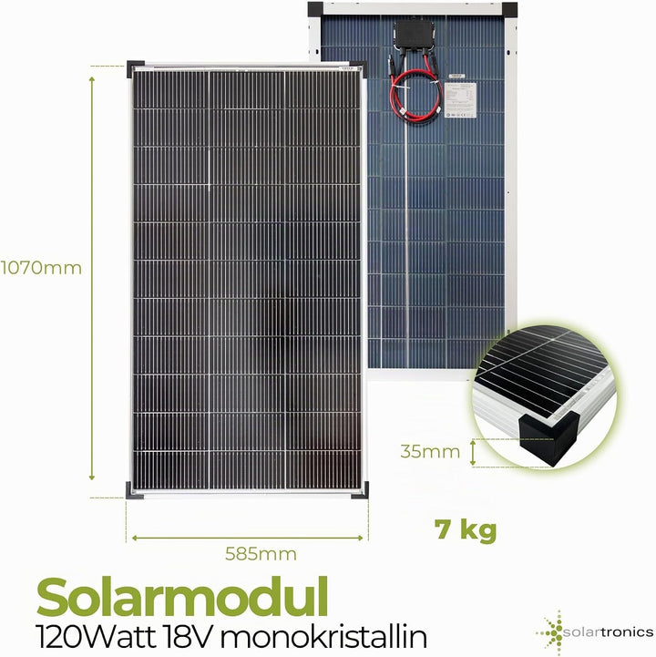 SOLARTRONICS Solarmodul 120 Watt Mono bifazial18 V 18 Busbars Solarpanel Solarzelle