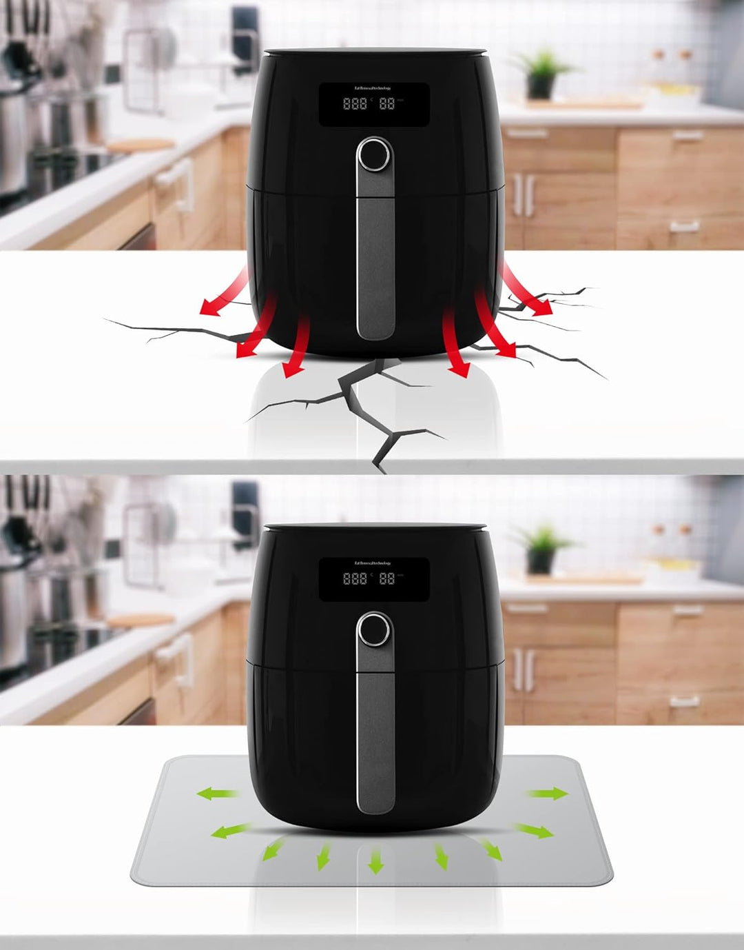 FLASLD Hitzebeständige Matte für Luftfritteuse, feuerfeste Silikonmatten für Küchenarbeitsplatten, A