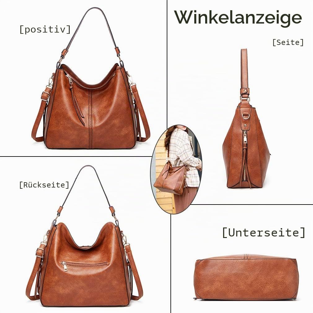 Lifetooler Handtaschen Set Gross Leder Tasche Schultertasche Hobo Taschen Damen Portemonnaie Geschen